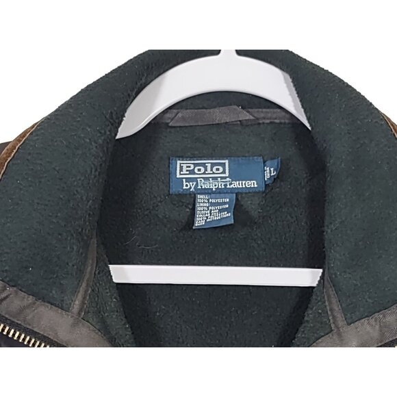 Vintage Polo Ralph Lauren Jacket 90s Brown Quilted Two Way Zip Mens Large - Picture 4 of 11